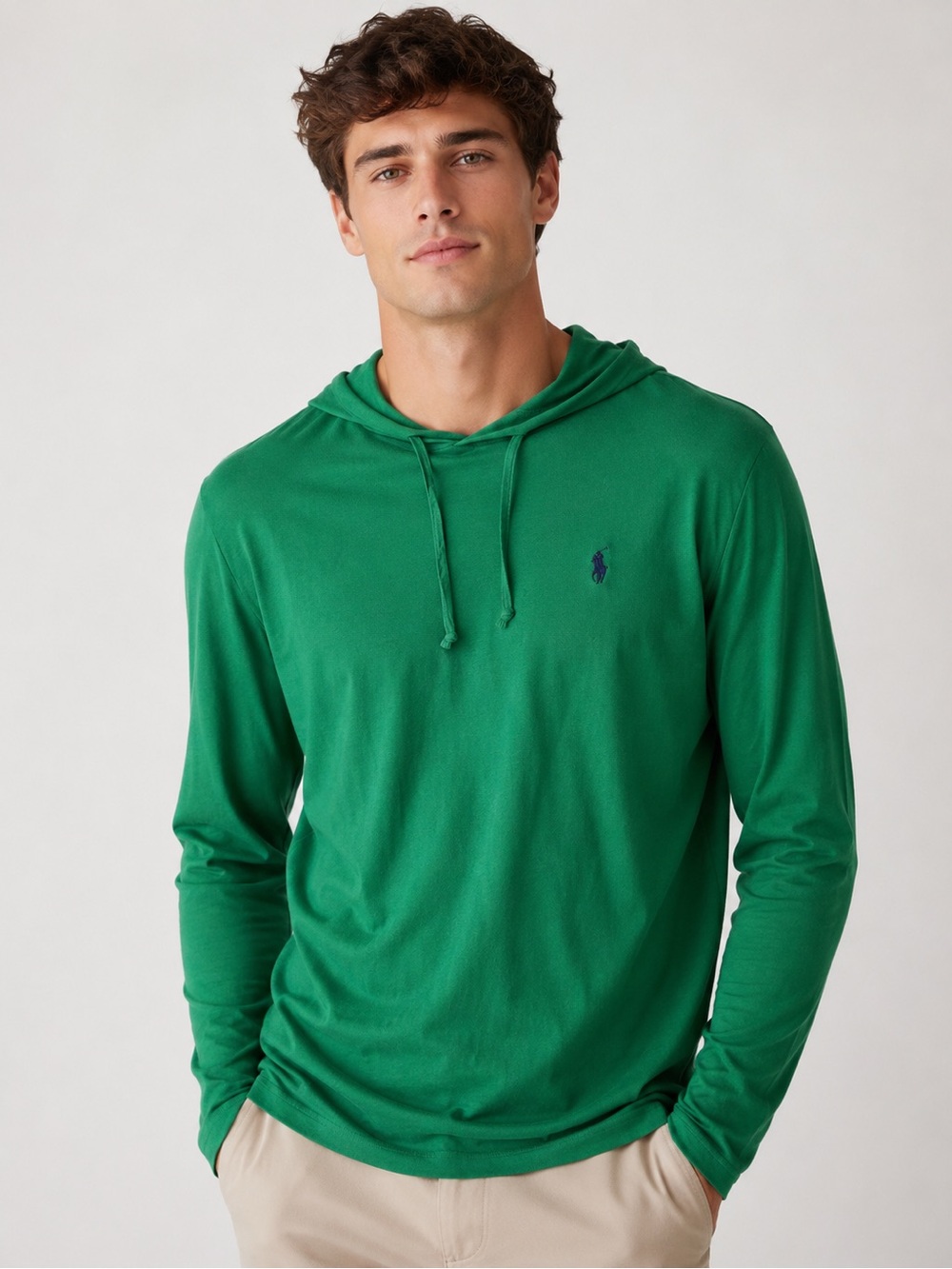 Ralph Lauren Polo Long Sleeve Green T-Shirt Hoodie Medium